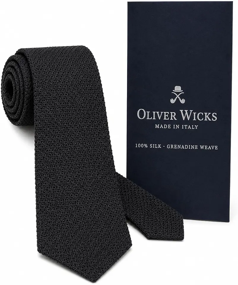 Oliver Wicks Italian Grenadine Tie – 100% Silk, Hand-Finished & Tipped, Made in Italy, Small-Batch Men's Accessory