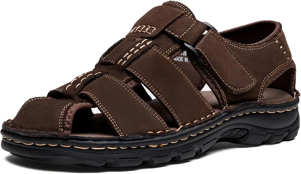 Jousen Men's Sandals Leather Arch Support Fisherman