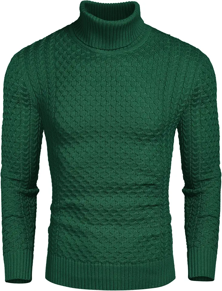 COOFANDY Men's Slim Fit Turtleneck Sweater Casual Knitted Pullover Sweaters