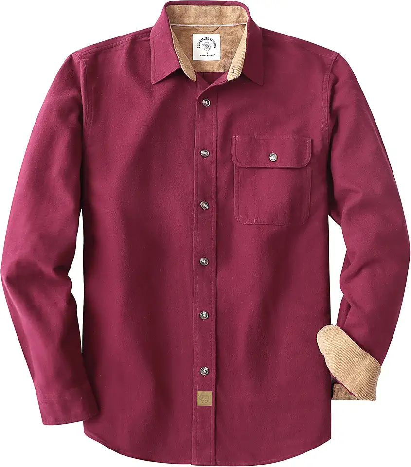 Dubinik® Flannel Shirt for Men Long Sleeve Casual Brushed 100% Cotton Vintage