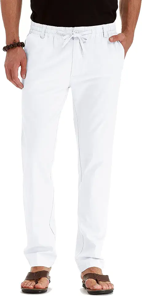 Sailwind Men's Drawstring Linen Pants Casual Summer Beach Loose Trousers