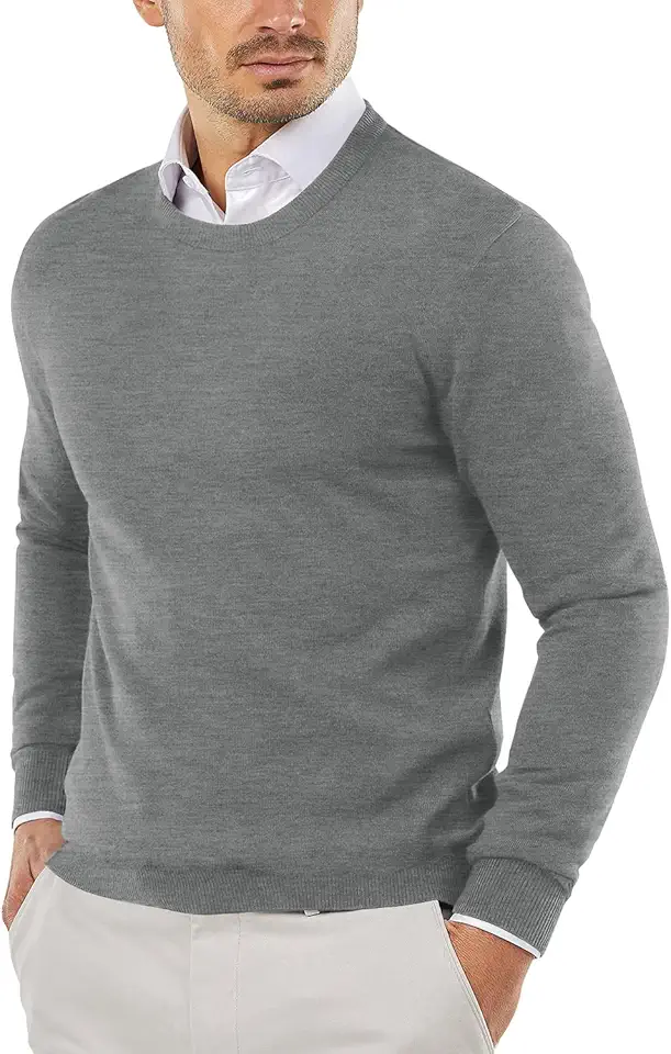 COOFANDY Men's Crewneck Sweaters Long Sleeve Dress Knit Sweater Lightweight Slim Fit Pullover Sweaters