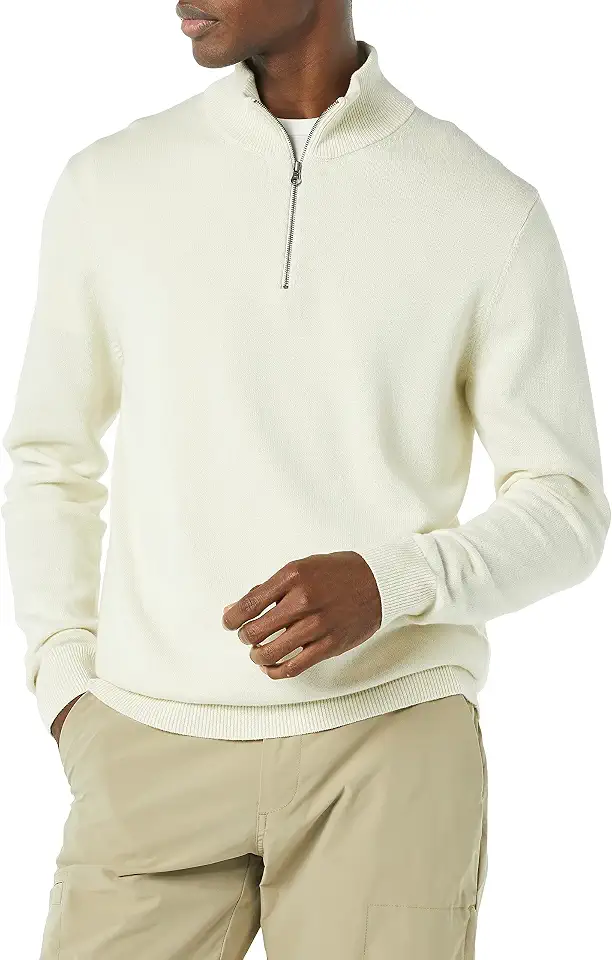 OEKO-TEX STANDARD 100 Amazon Essentials Men's 100% Cotton Quarter-Zip Mock Neck Sweater