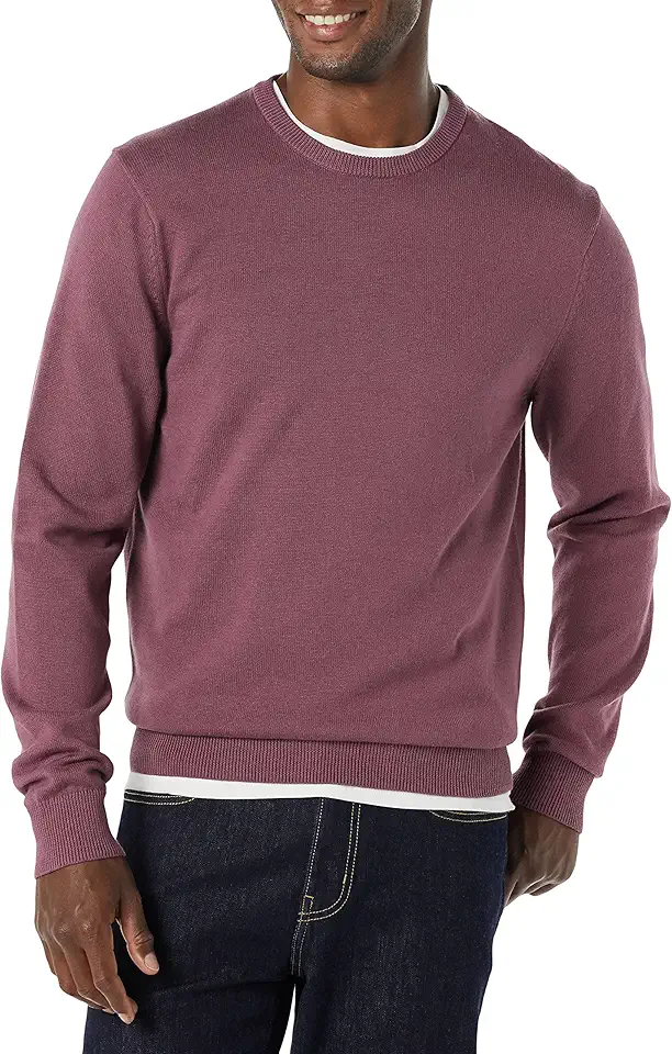 Amazon Essentials Men's Cable Knit Long-Sleeve Crewneck Sweater, 100% Cotton, Big & Tall Options Available