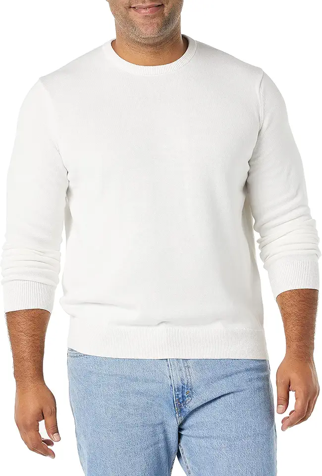 Amazon Essentials Men's Cable Knit Long-Sleeve Crewneck Sweater, 100% Cotton, Big & Tall Options Available
