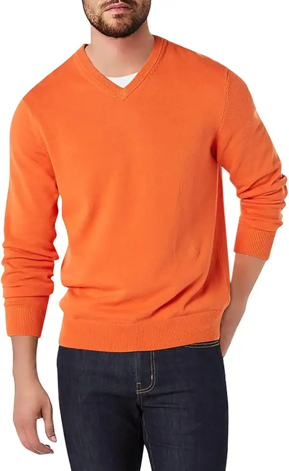 Amazon Essentials Men's Regular Fit Cotton V-Neck Pullover Sweater (Available in Big & Tall)