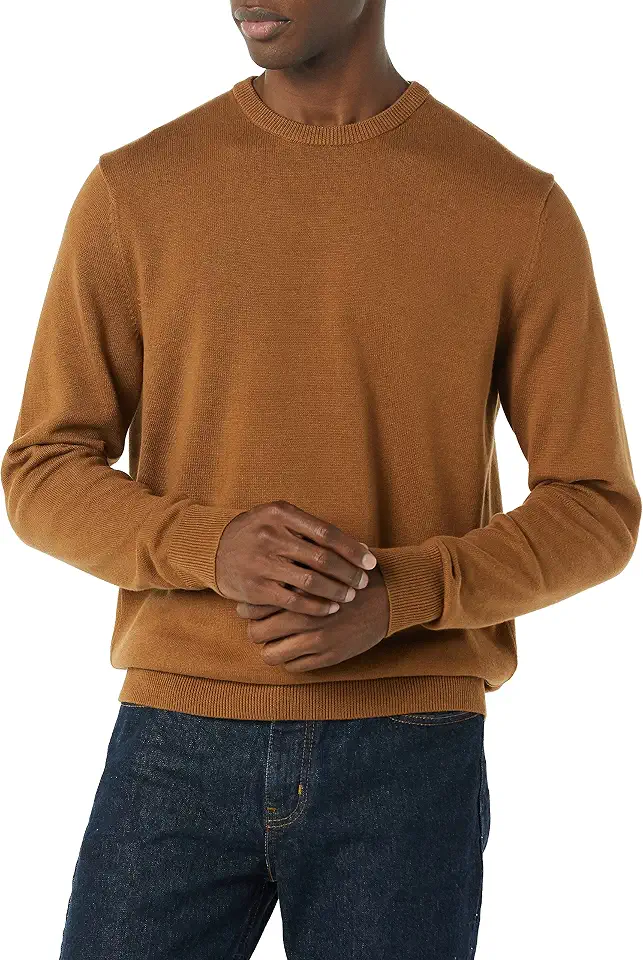 Amazon Essentials Men's Cable Knit Long-Sleeve Crewneck Sweater, 100% Cotton, Big & Tall Options Available