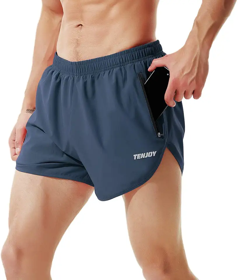 Men's Navy Blue Split Running Shorts