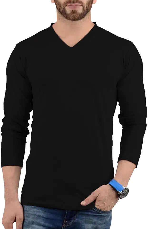 Decrum V Neck Long Sleeve Shirts for Men - Full Sleeves Style Soft V Neck T Shirts Men