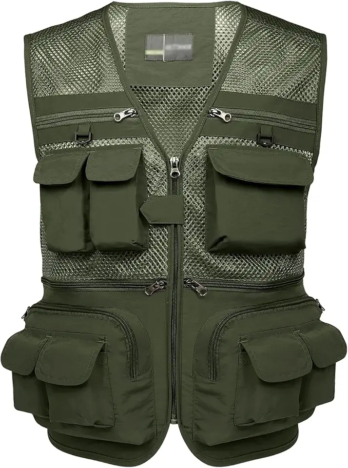Hbufnha Outdoor Fishing Hunting Vest Multi Pockets Work Cargo Jacket