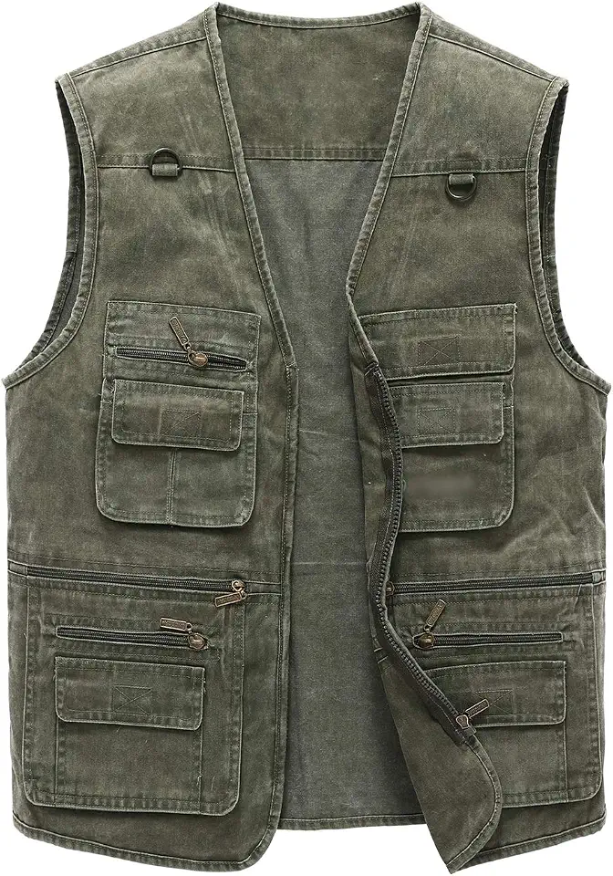 Hbufnha Men's Denim Vest Outdoor Casual Multi Pocket Sleeveless Jacket Jean Work Travel Utility Vest