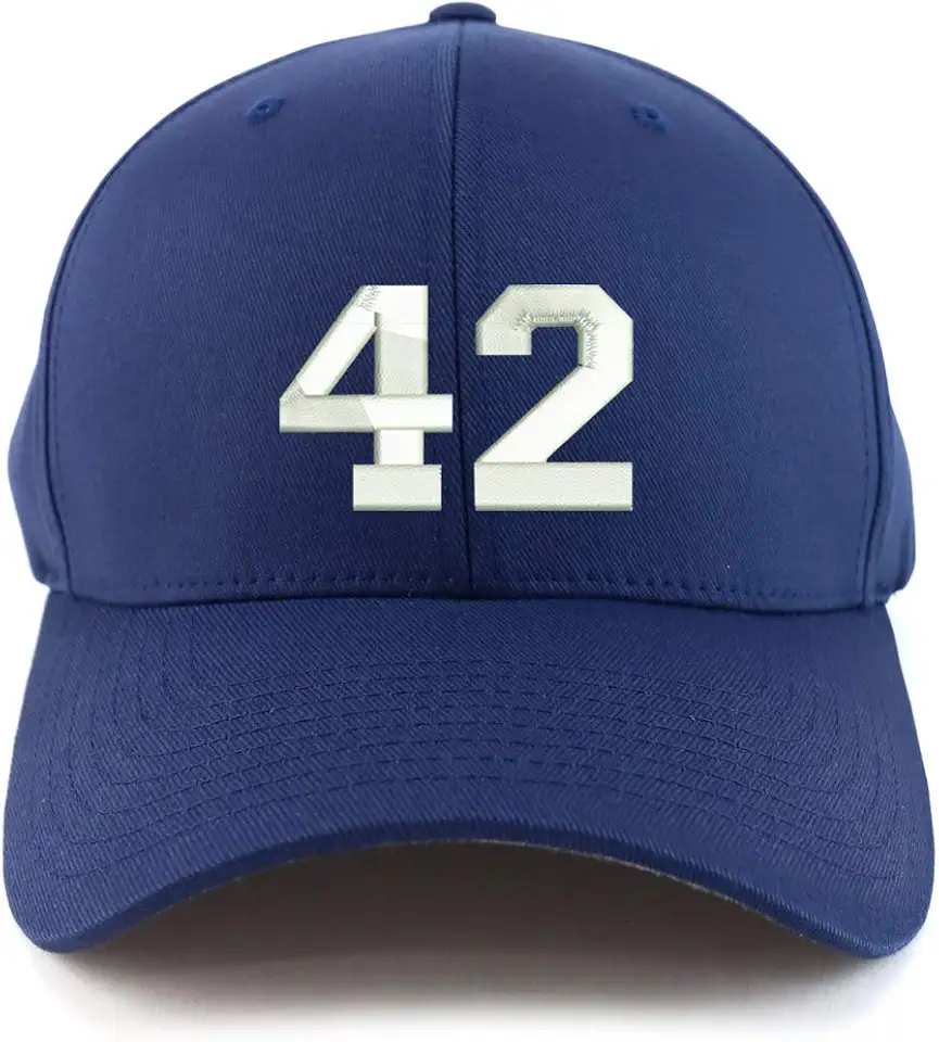 Number 42 Collegiate Embroidered Stretch Fitted Cap