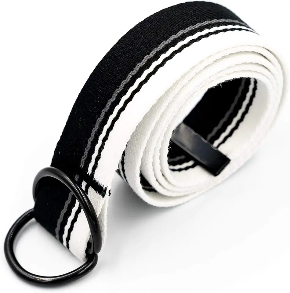 Teeoff Web Belt with Double D-Ring Buckles 1.38" Wide Metal Tip Canvas Web Belt for Jeans Shorts Trousers 16 Colors 2 Sizes