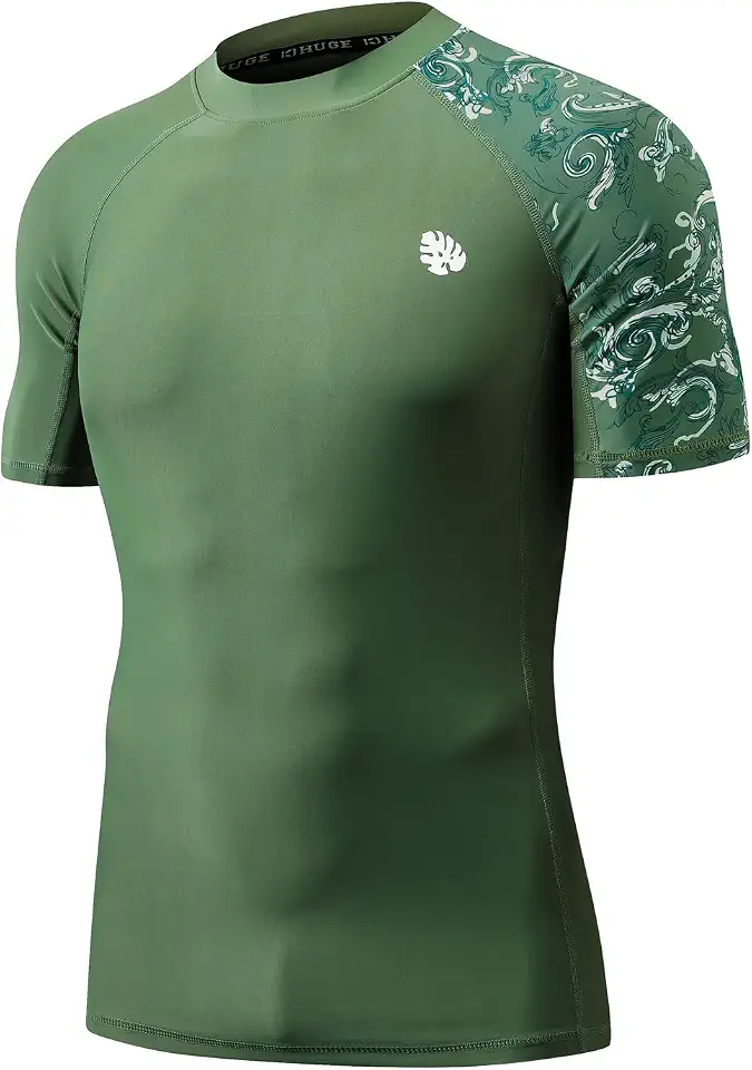 ADOREISM Men's Short Sleeve Rash Guard Shirt Compression Fit UPF 50+