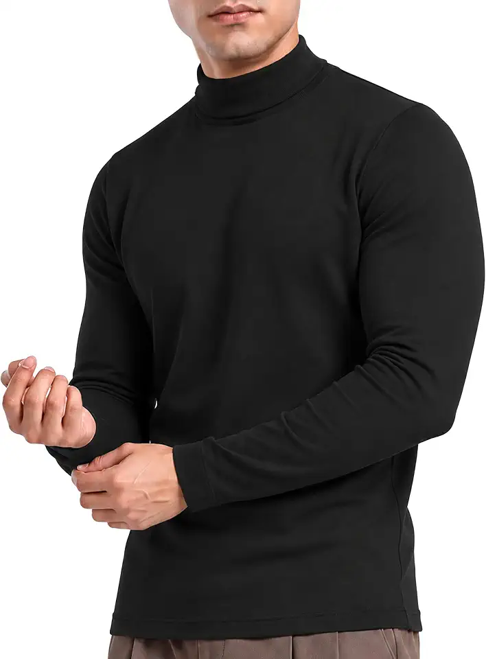 Mens Mockneck Long Sleeve Sweatshirt Slim Fit Soft Cotton Stretchable Warm Winter Pullover Mock Turtleneck Sweater