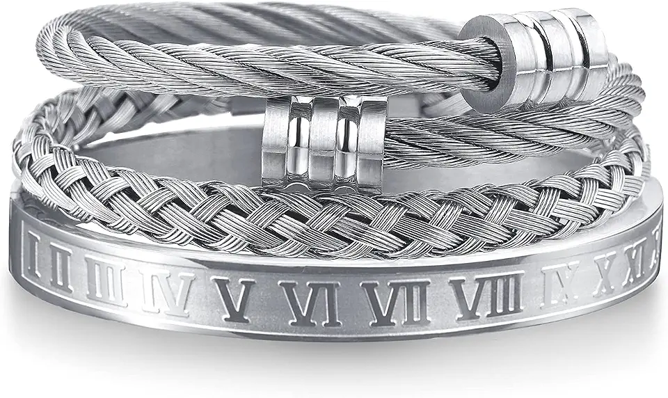 WFYOU Stainless Steel Gold Bracelets for Men Cuff Bracelet Mens Jewelry Set