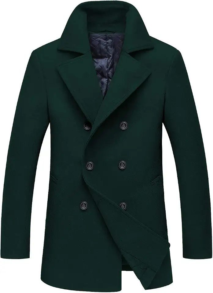 Men's Teal Green Wool Overcoat