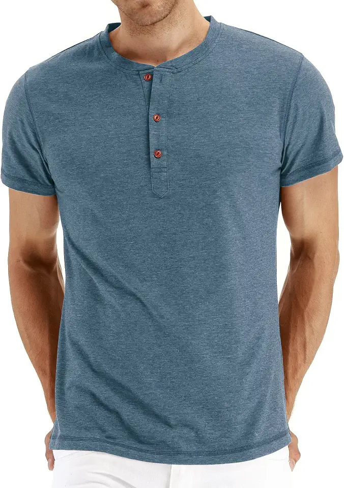 Sailwind Mens Henley Short Sleeve T-Shirt Cotton Casual Shirt