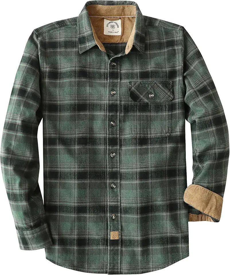 Dubinik® Flannel Shirt for Men Long Sleeve Casual Brushed 100% Cotton Vintage