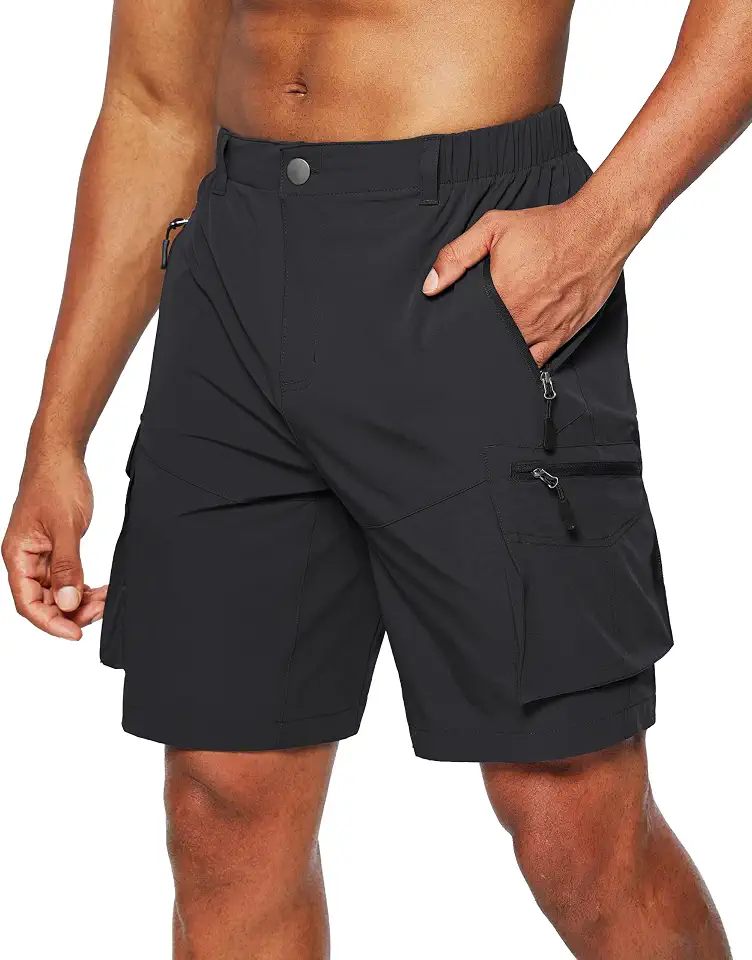 Pudolla Men's Hiking Cargo Shorts Multi Pockets Outdoor Travel Lightweight