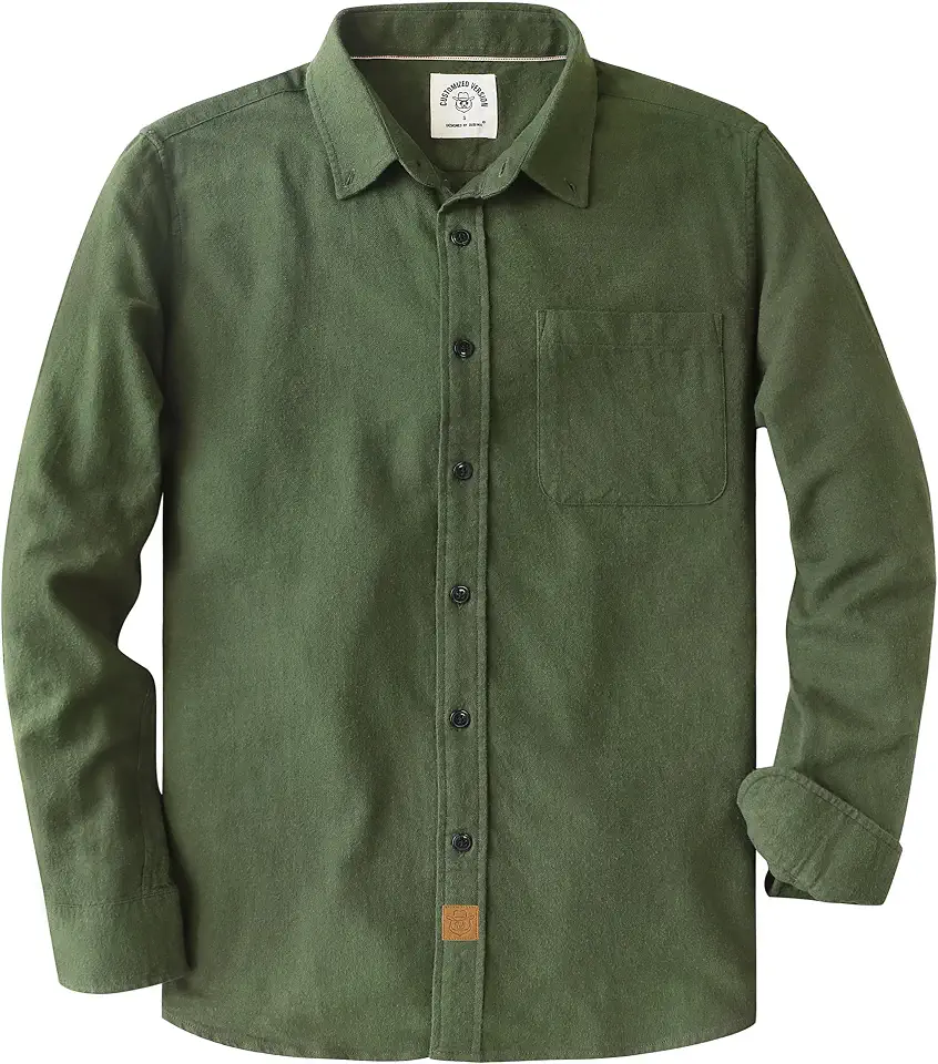 Dubinik® 6 oz Flannel Shirt for Men Cotton Casual Button Down Long Sleeve