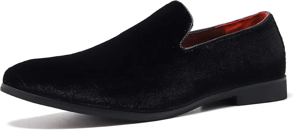 FLQL Men's Luxury Penny Loafer Slip-On Velvet Shoes Party Dancing Shoes Suede Wedding Shoes Plus Size 7-13