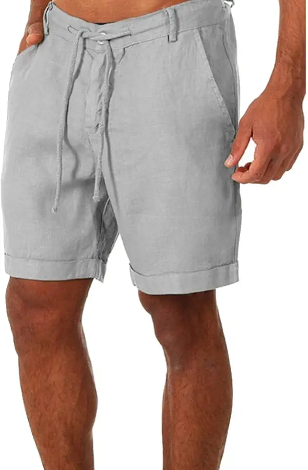 Men's Grey Linen Blend Shorts