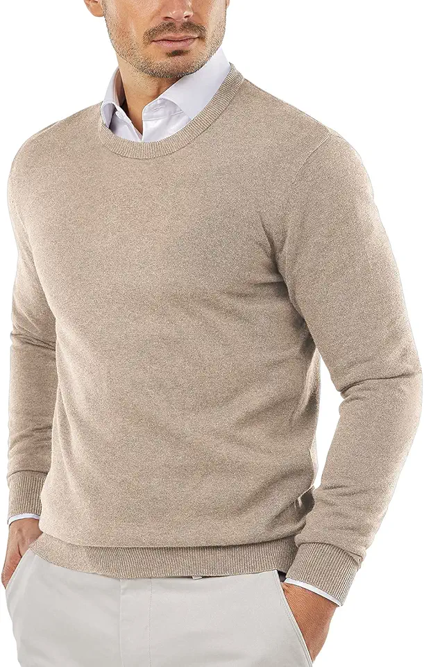 COOFANDY Men's Crewneck Sweaters Long Sleeve Dress Knit Sweater Lightweight Slim Fit Pullover Sweaters