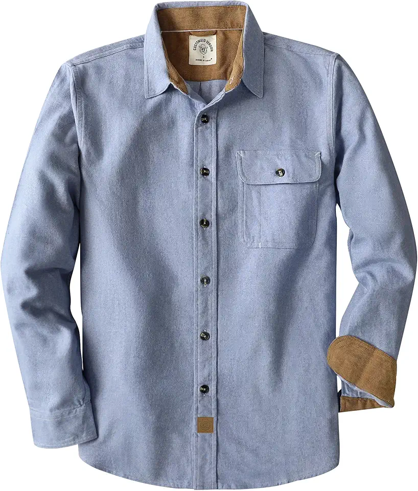 Dubinik® Flannel Shirt for Men Long Sleeve Casual Brushed 100% Cotton Vintage