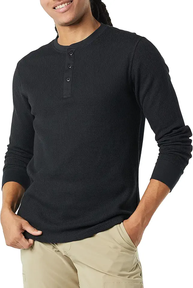 Amazon Essentials Men's Long Sleeve Waffle Henley Shirt
