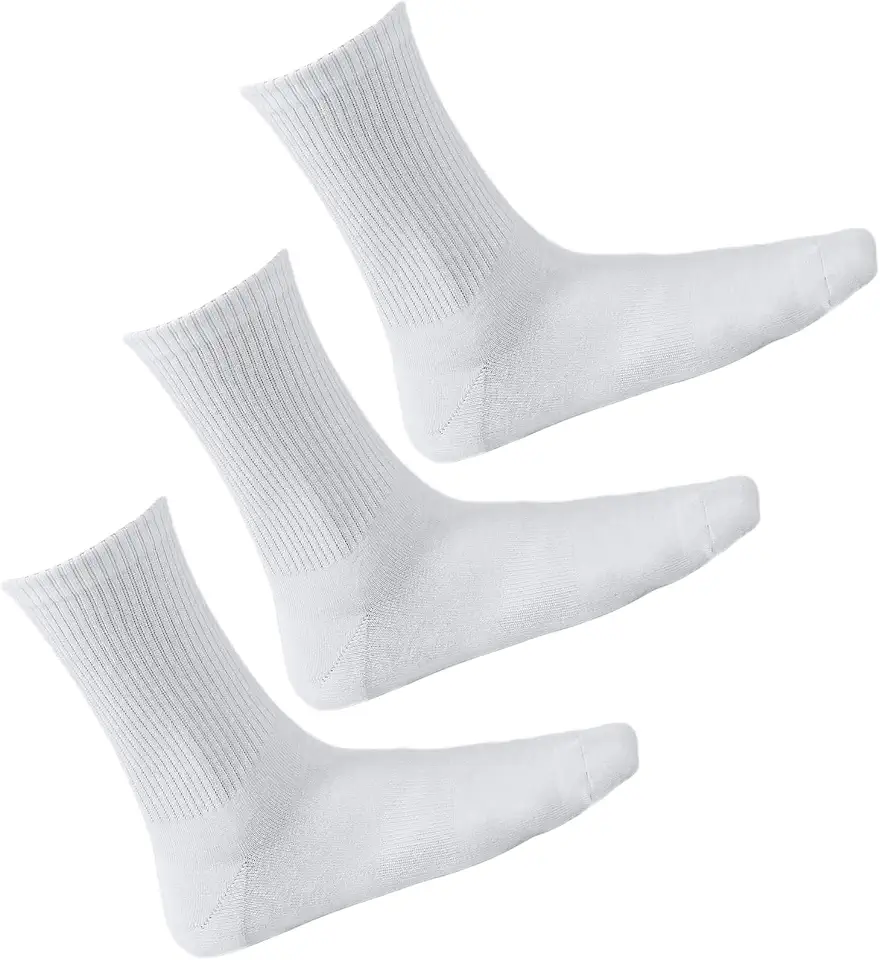 OEKO-TEX STANDARD 100 Men's Classic Crew Sports Socks (3 PAIRS) Thin Athletic Tennis Skate Gym Tube Ribbed Cushioned Heel Everyday