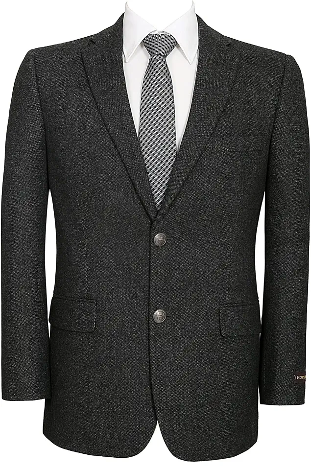 AMY ZHU Men's Wool Blend Blazer Sport Coat with Pockets Classic Fit Two Button Jacket for Business and Daily Wear