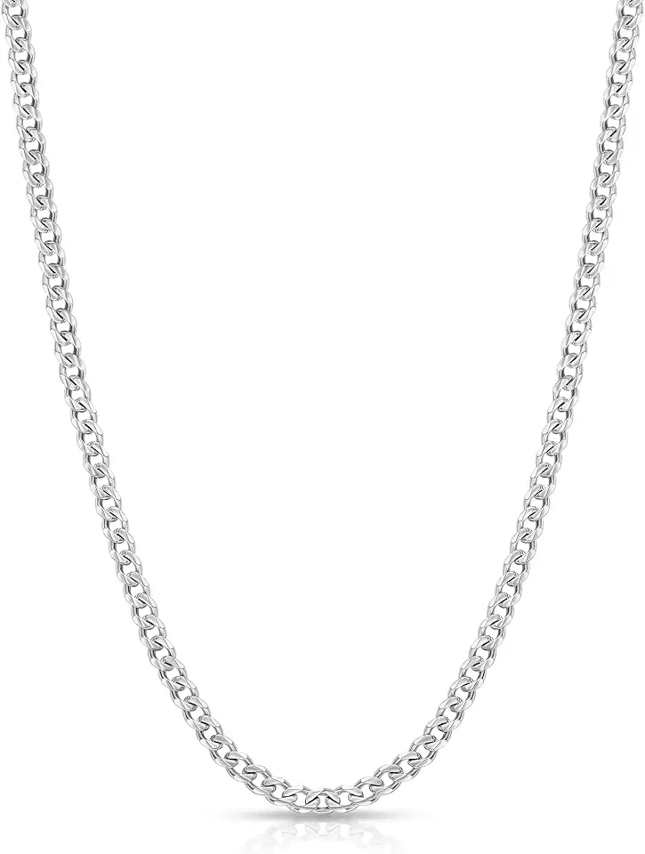 Fiusem 3.5mm Cuban Link Chains for Men, Silver Tone/Black/14K Gold Plated Stainless Steel Necklace Chain, Mens Necklace 16, 18, 20, 22, 24, 26, 28 Inch