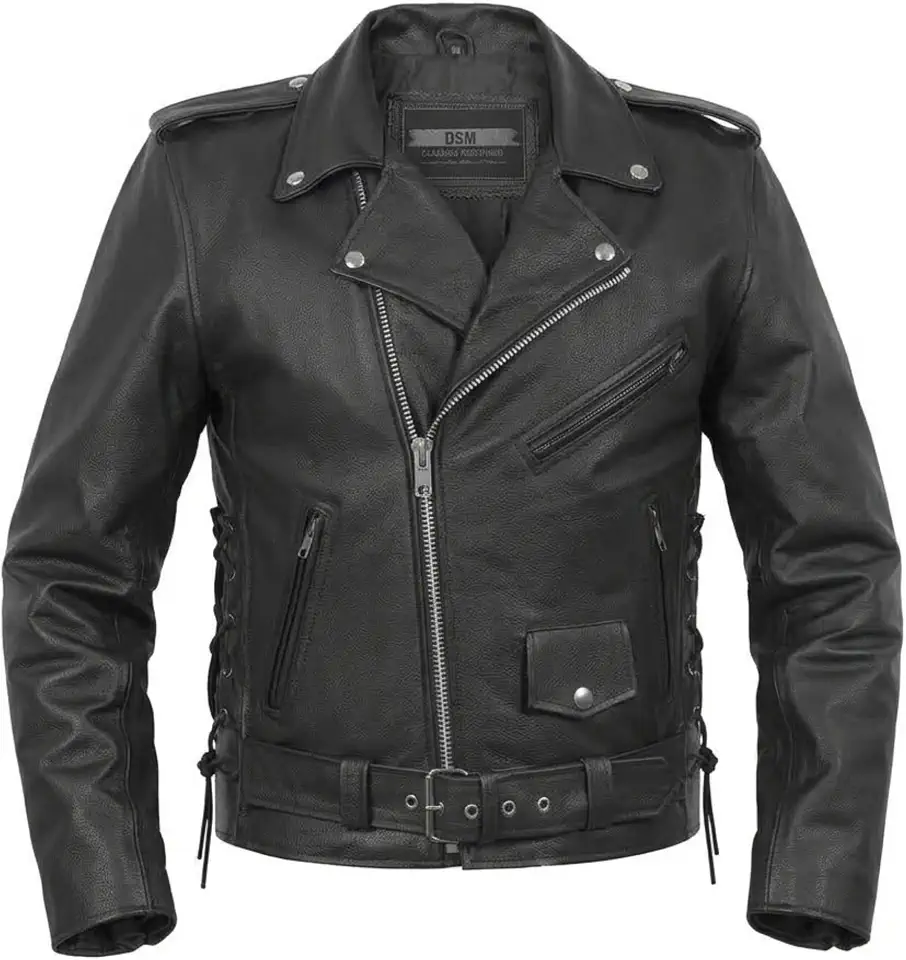 Daniel Smart Men Motorcycle Leather Jacket Black Economy Biker Leather Jacket with inside Pockets & Heavy Duty Zippers