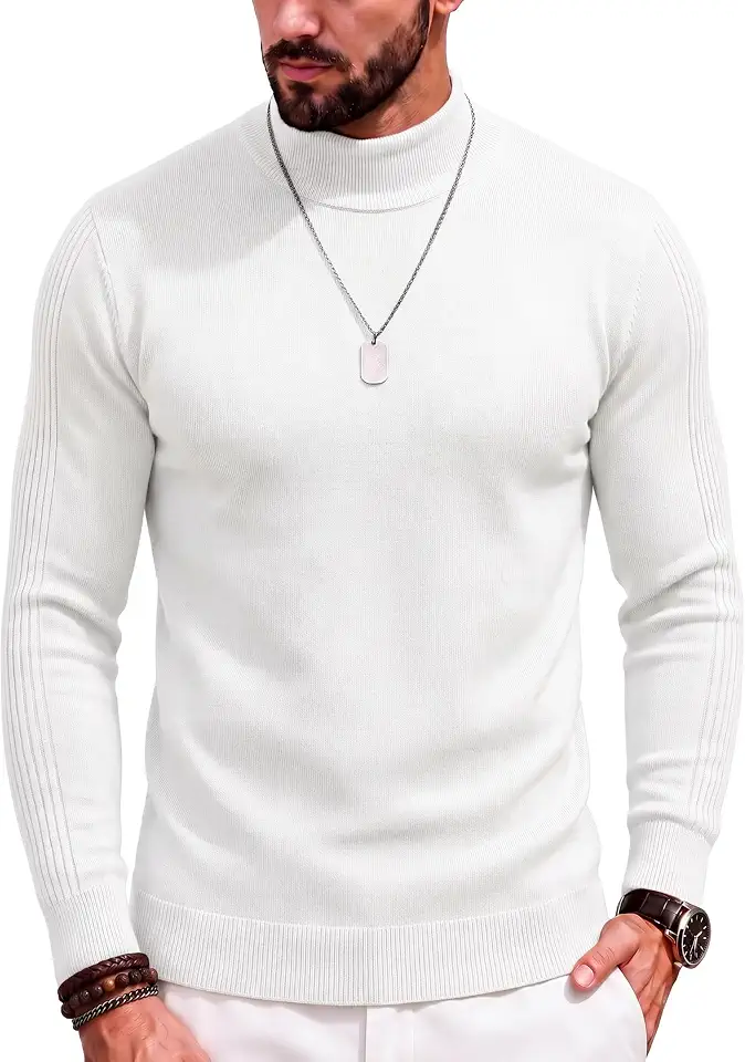 COOFANDY Mens Mock Turtleneck Slim Fit Pullover Sweater Casual Basic Knitted Thermal Sweaters