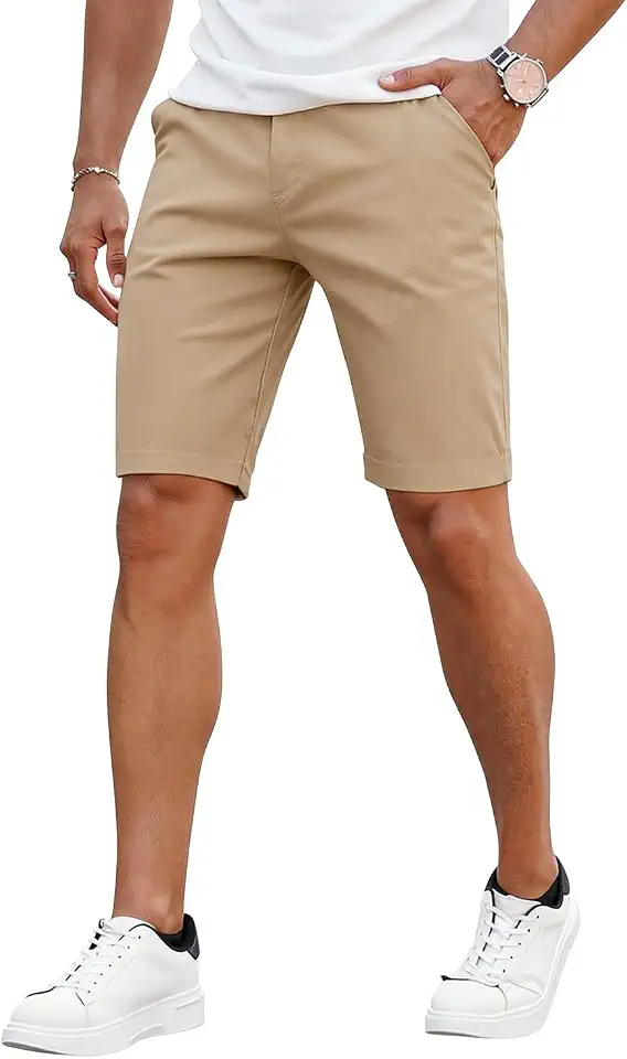 GINGTTO Mens Slim Fit Shorts 7" 9" Inseam Stretch Chinos Skinny Tapered Leg