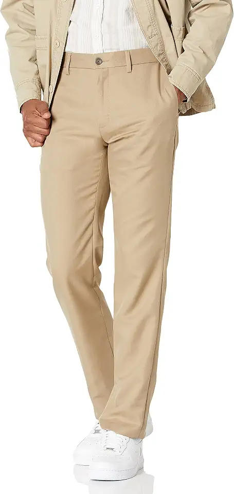 Amazon Essentials Men's Slim-Fit Flat-Front Dress Pants, Straight Leg, Polyester, Stone