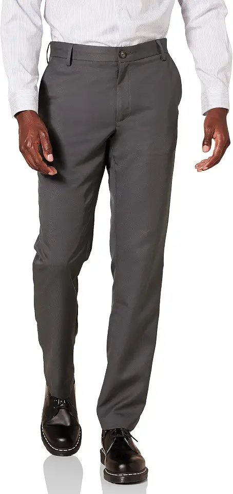 OEKO-TEX STANDARD 100 Amazon Essentials Men's Slim-Fit Flat-Front Dress Pants, Straight Leg, Polyester, Stone