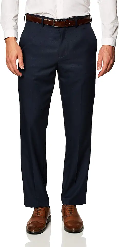 Men's Navy Flat Front Dress Pants