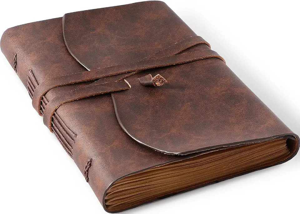Leather Bound Journal for Men Women, Genuine Leather Journal Notebook for Writing 240 Pages 6x8 inches (A5), Vintage Personalized Journal for Gift, Work, Travel, Artist, Brown