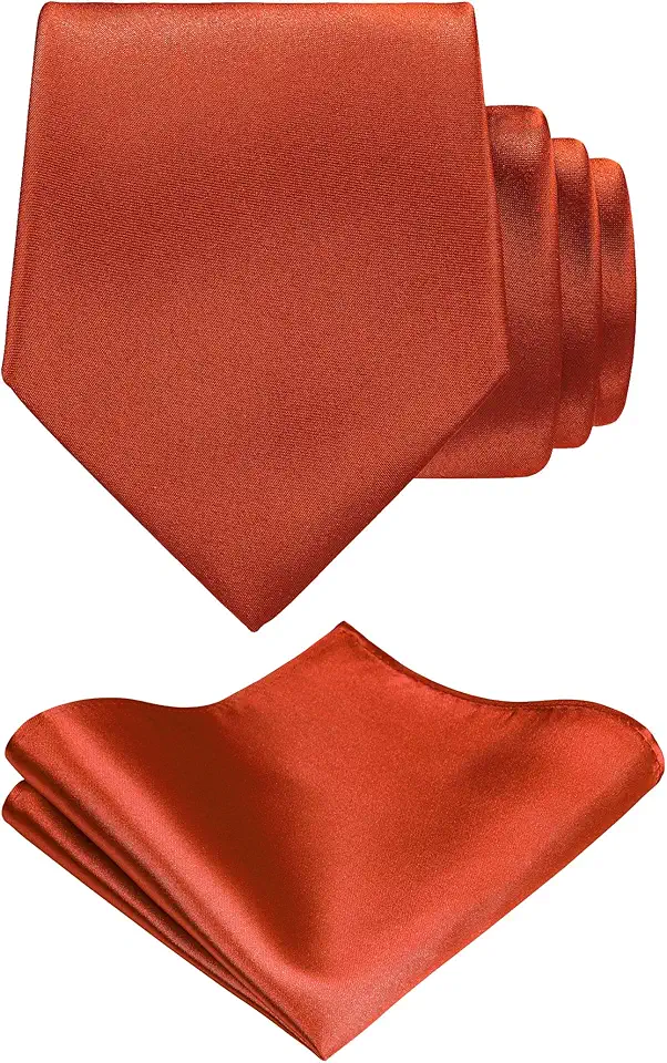 TIE G Solid Satin Woven dyed Color Formal Black Necktie and Pocket Square Sets in Gift Box