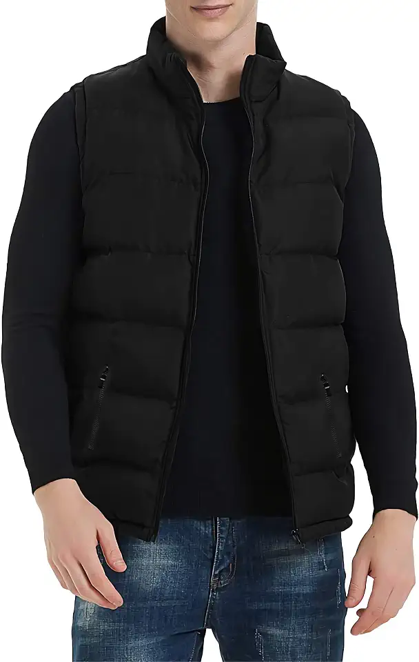TUVEKE Men's Puffer Vest Water-Resistant winter outdoor Zipper Sleeveless Warm puffey jacket Size M To 5XL(Multicolor)