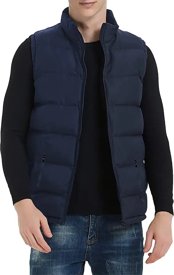 TUVEKE Men's Puffer Vest Water-Resistant winter outdoor Zipper Sleeveless Warm puffey jacket Size M To 5XL(Multicolor)