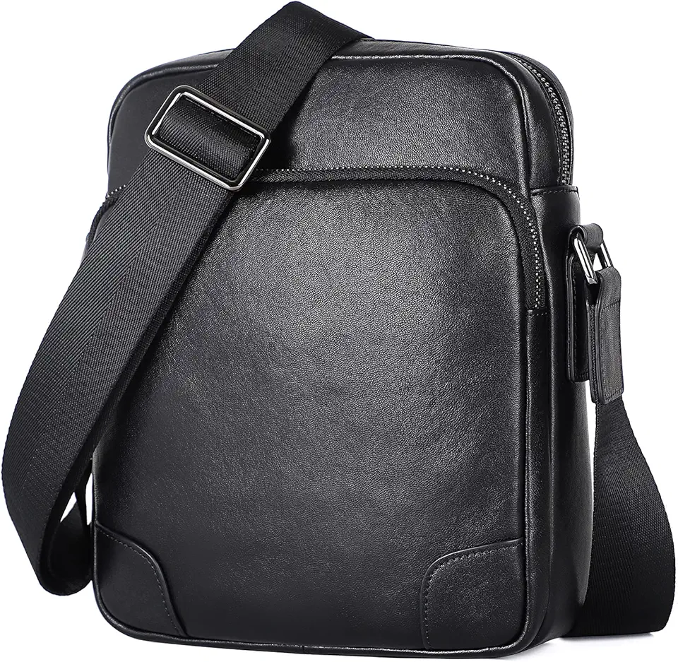 Augus Leather Messenger Crossbody Bag for Men Fits Work Business Casual