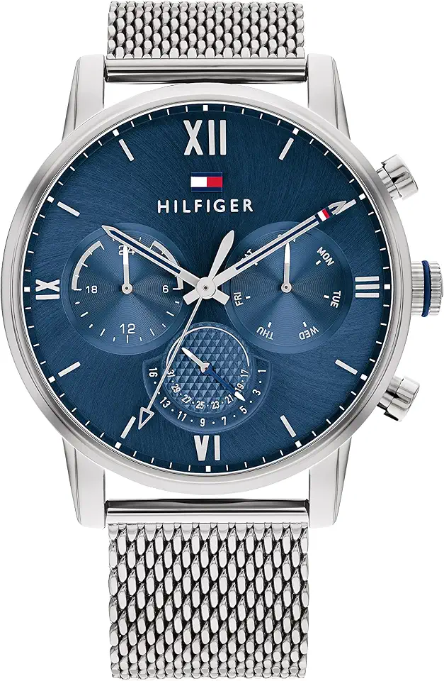 Tommy Hilfiger Men's Quartz Multifunction Stainless Steel and Link Bracelet Watch, Color: Black (Model: 1791879)
