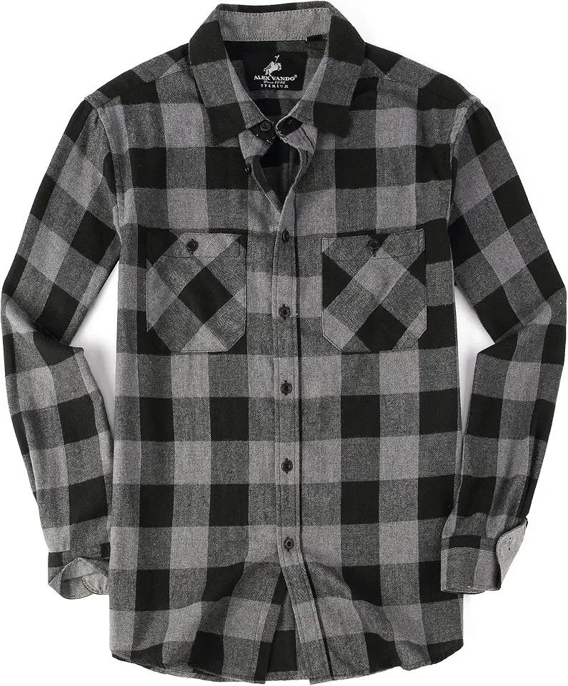Alex Vando Mens Button Down Regular Fit Long Sleeve Casual Flannel Shirts