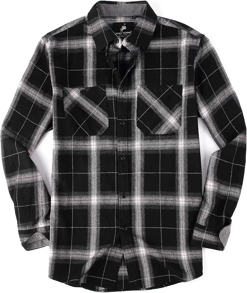 Alex Vando Mens Button Down Regular Fit Long Sleeve Casual Flannel Shirts