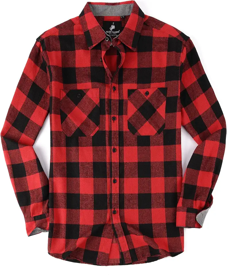 Men's Red Buffalo Check Flannel Shirt