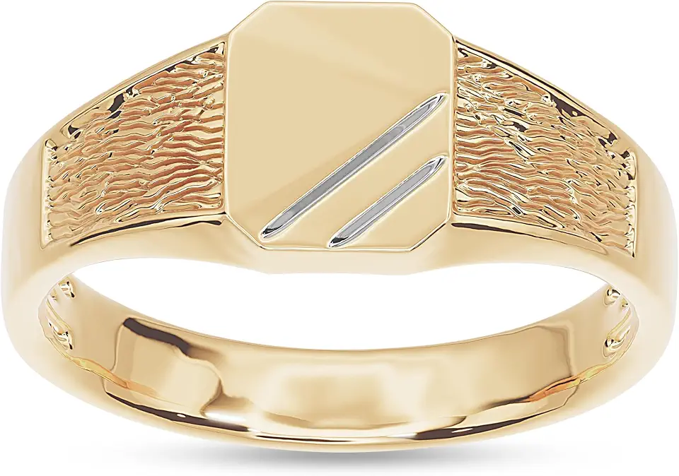 AFFY Men's Two Tone Zeus Signet Ring In 14K Gold Over Sterling Silver