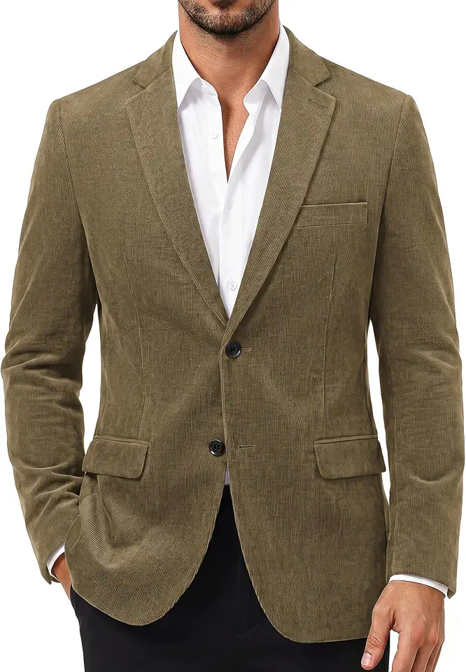 PJ PAUL JONES Mens Corduroy Blazer Slim Fit Casual Sports Coat Jacket